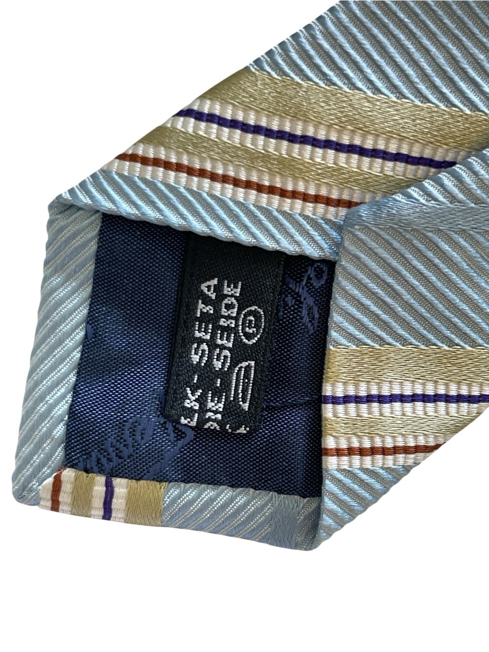 Salvatore Ferragamo Light Blue 100% Silk Striped Silk Tie - Picture 6 of 8